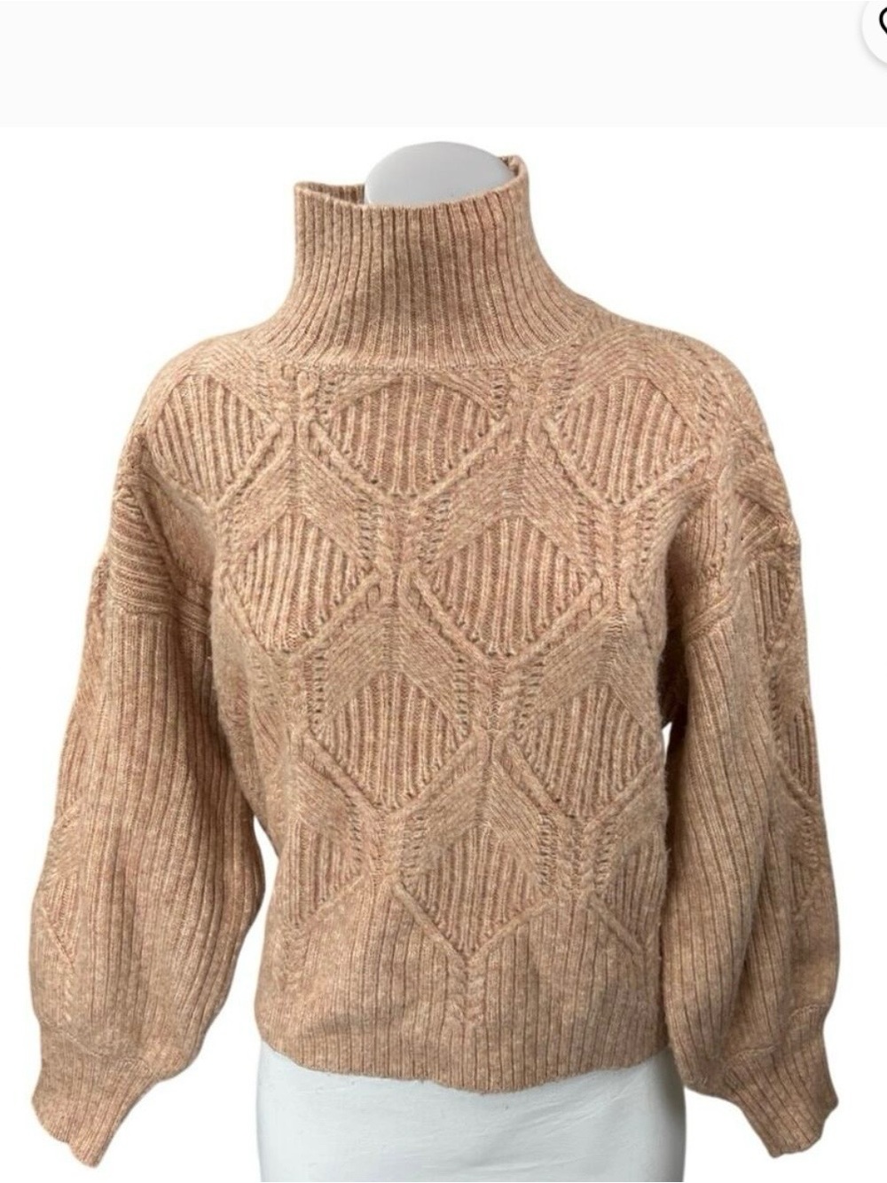 NWOT LUSH Cozy Cable Knit Turtleneck Sweater - Beige